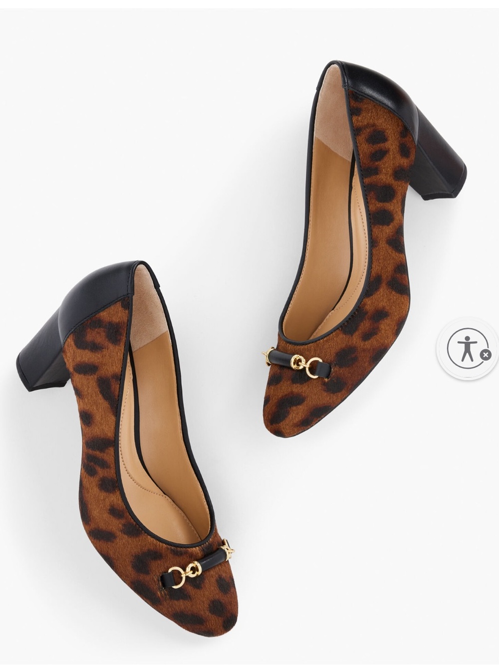NEW Talbots ELLERY BIT BLOCK HEEL PUMPS - CALF HAIR LEOPARD Sz 9